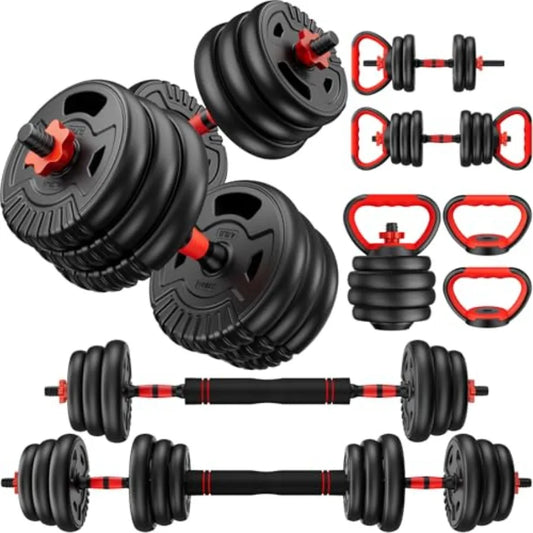 Adjustable Dumbbell Set 22/33/45/70/90lbs Free Weight Set with Connector 5-in-1 Dumbbell Set for Barbells Kettlebells Push up S