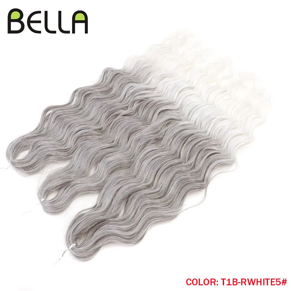 FASHION IDOL 24" 3pcs Deep Wave Curl Hair Synthetic Water Wave Braiding Hair Extensions Ombre Rainbow color Twist Crochet Hair