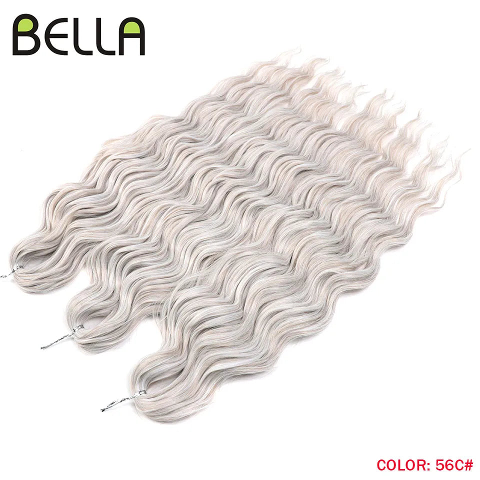 FASHION IDOL 24" 3pcs Deep Wave Curl Hair Synthetic Water Wave Braiding Hair Extensions Ombre Rainbow color Twist Crochet Hair