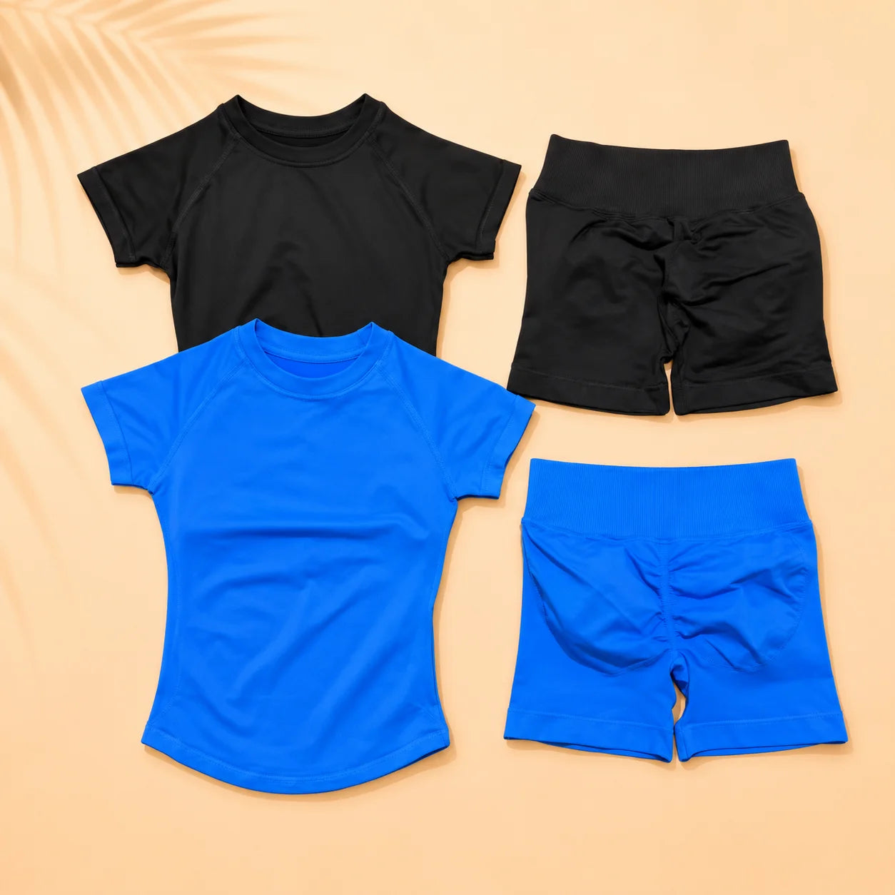 NoLogo Women Seamless Workout Set Short Sleeve Compression Top High Waist Scrunch Leggings Fitness Activewear Suit