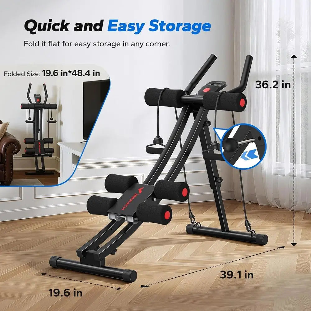 Dual Track Ab hine, Adjustable Ab Trainer hine, Ab Workout Equipment or Home Gym, Ergonomic Arc Track or Better Abs, oldable Wor