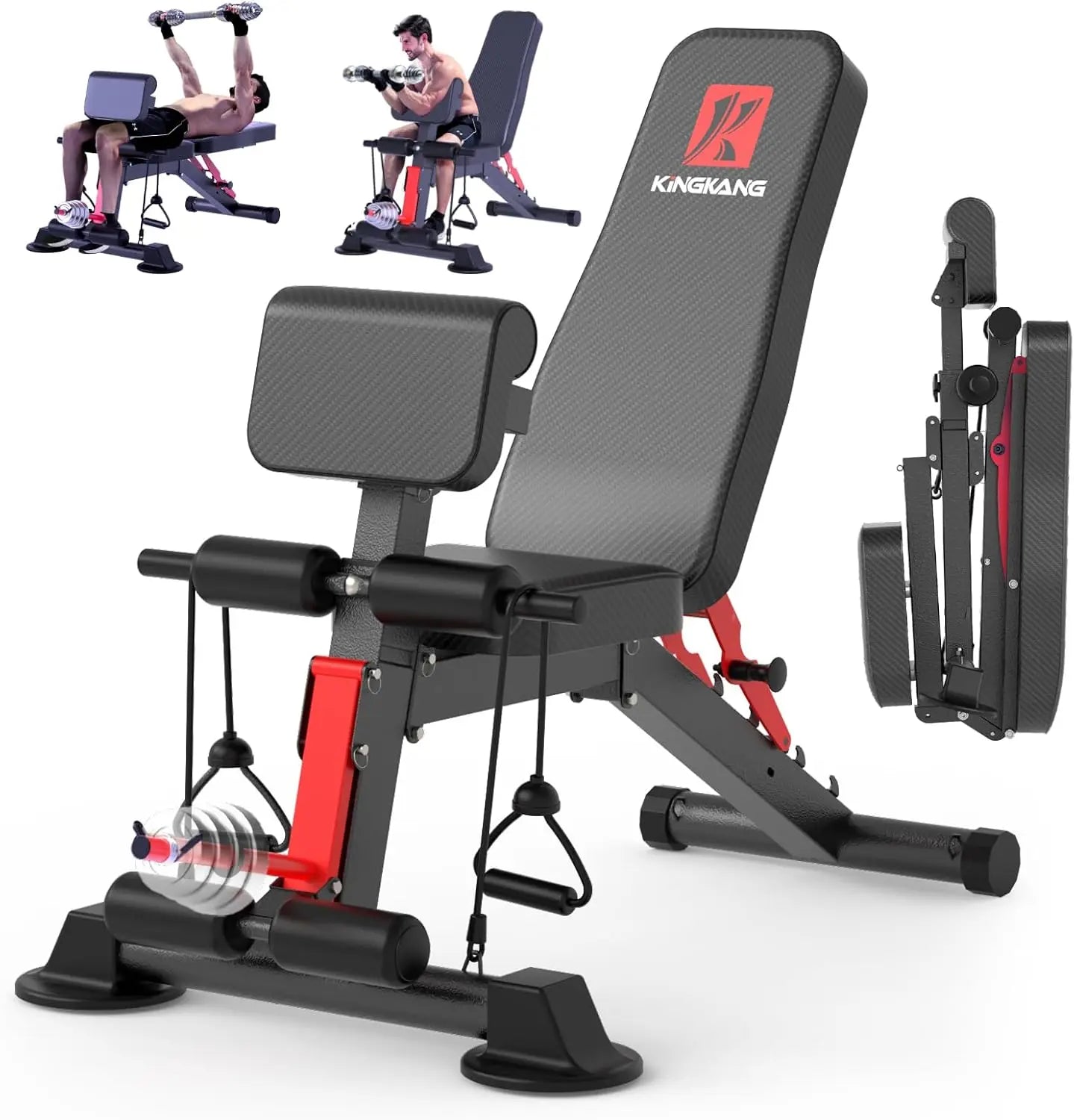 Adjustable Weight Bench Utility Workout Bench Foldable Incline Decline Benches for Home Gym Full Body Workout Load 600LBS