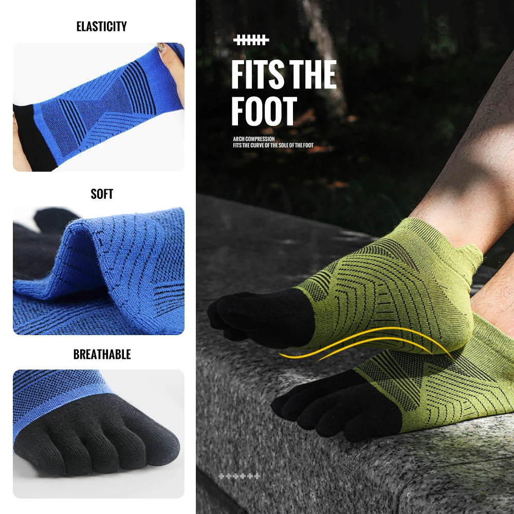 Merino Wool Hiking Socks Thermal Warm Moisture Absorption Toe Socks For Ski Climbing Running Breathable Thick Sport Toe Socks