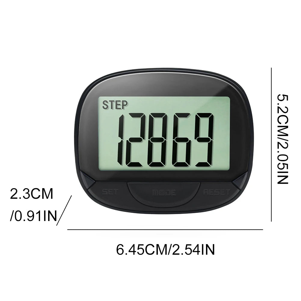 Clip-On Pedometer Electronic Pedometer Digital Display Simple Step Tracker Large Screen Multifunctional for Adults Seniors Dog