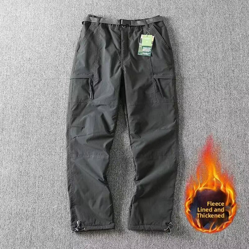 Outdoor Workwear Pants Men's Loose Fce Lined Thi Soft ell Hiking Pants Windproof Waterproof Climbing Trousers