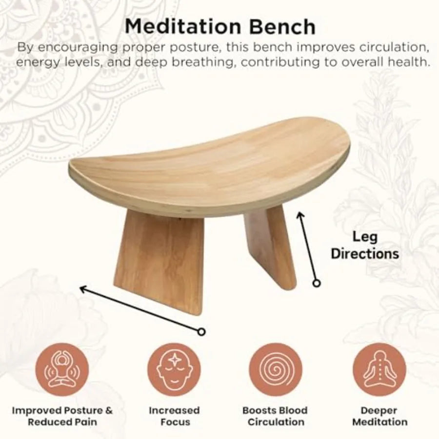 Ergonomic Wooden Meditation Bench for Seiza and Yoga Practice - Natural Portable Kneeling Seat for Travel and Prayer