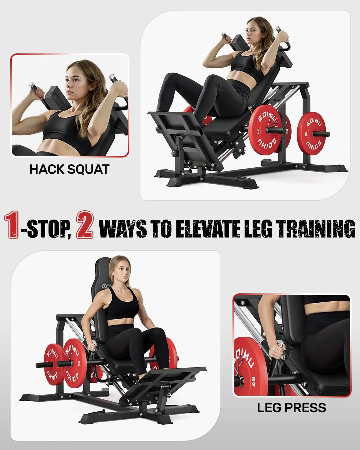 L5 Leg Press Hack Squat Machine, 30-Degree Leg Press Machine for Home Gym, Compact Hack Squat Machine with Removable, Custom