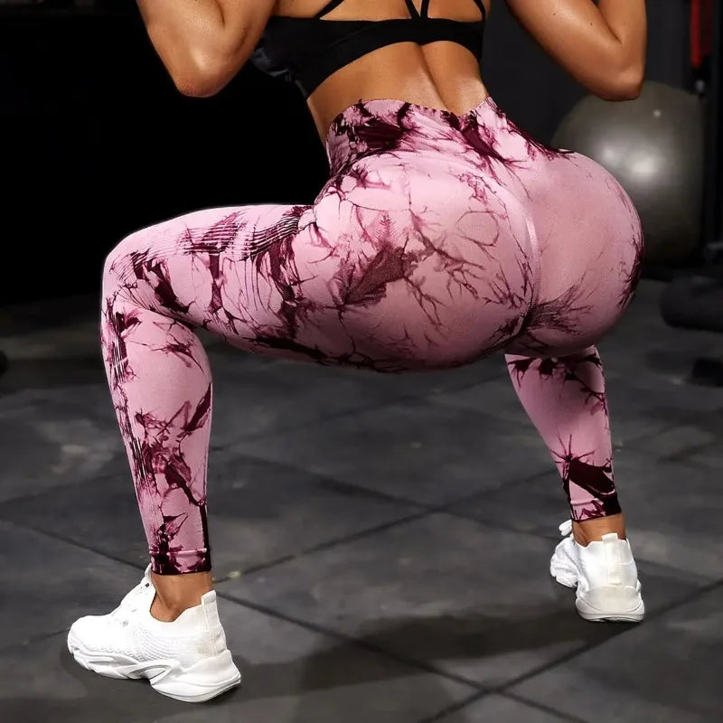 Tie Dye Yoga Leggings Sport Tights Women Seamless High Waist Push Up Butt Woman Leggings Fitness Workout Leggins Gym Clothing