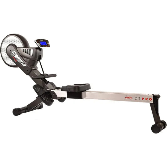 Stamina Pro Dual Air and Magnetic Resistance Rowing Machine Foldable Fitness Coaching App and Wireless Chest Strap Heart Monitor