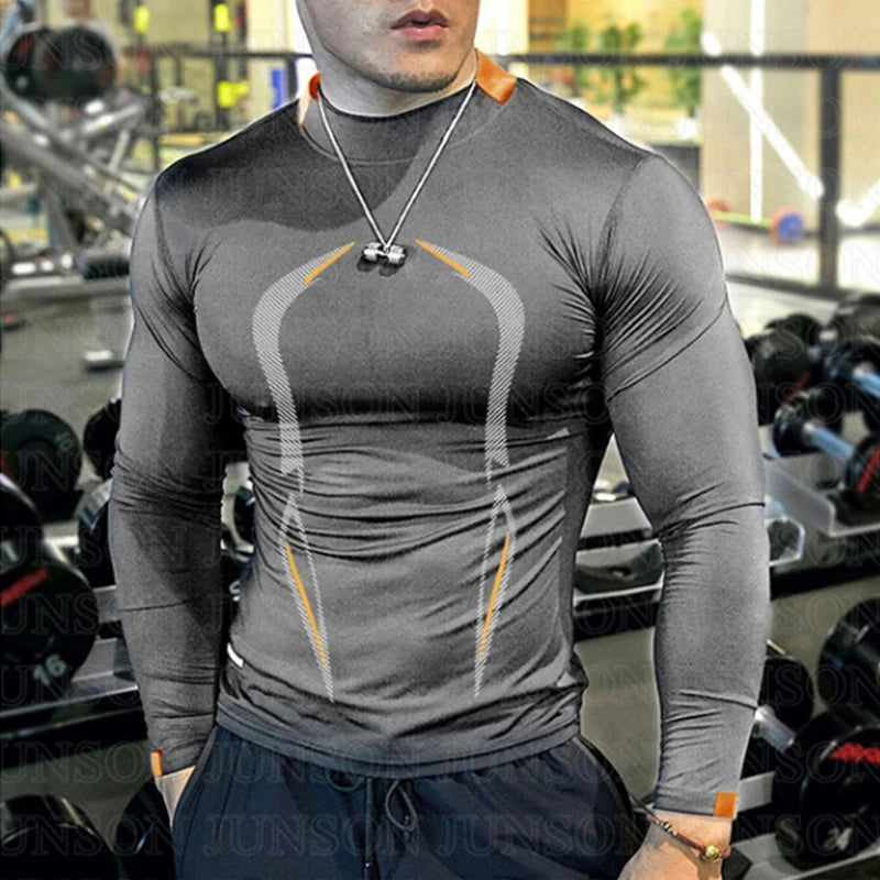 Men Compression Sport Gym t Shirt Top Long Sleeve Exercise Fitness Shirt Quick Drying Running t Shirts Bodybuilding Tees Clothes
