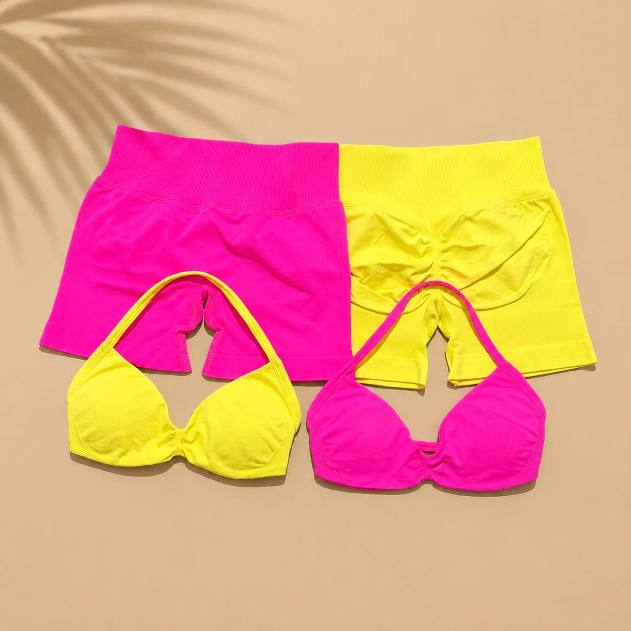 NoLogo Women Sculpt Seamless Yoga Set Sports Bra High Waist Scrunch Shorts Gym Fitness Activewear Daily Wear