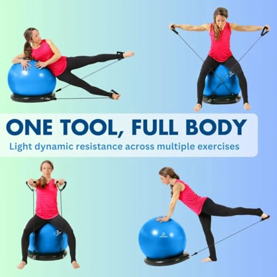 ProBody Pilates Yoga Ball Chair with Base for Home Office Desk Sitting or Workout 65cm Antiburst Balance Stability Ball Seat in