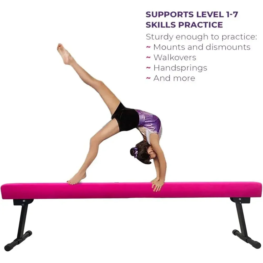 Adjustable Height Gymnastics Balance Beam for Training and Kids' Home Use - Stable Floor Beam