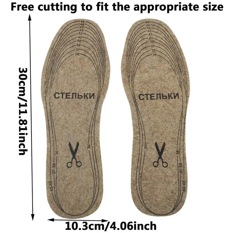 Wool Felt Insoles For Shoes Men Women Warm Shock-absorbing Insoles Shoes Pad Inlegzolen Heren Plantillas Adhesivas Para Zapatos