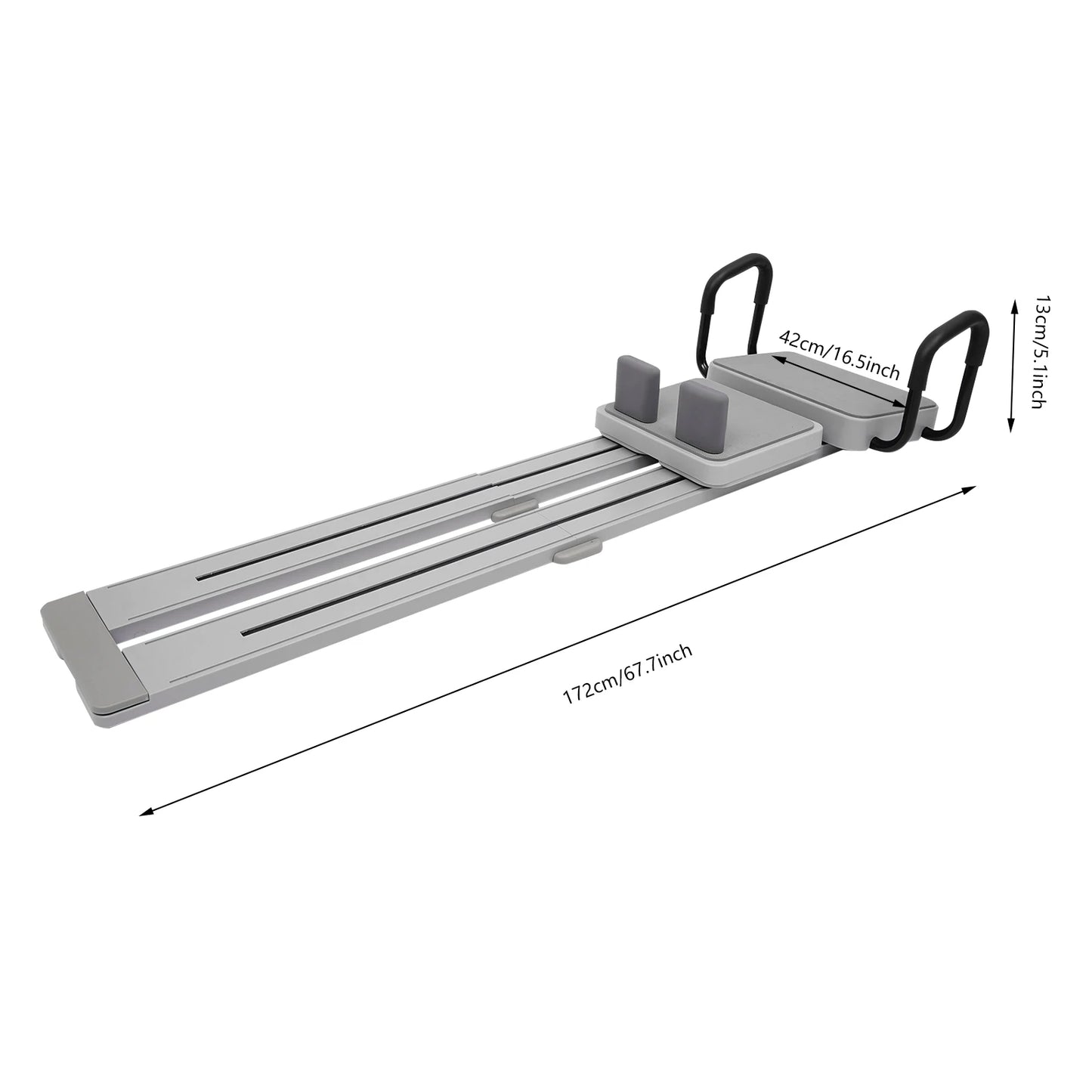 Pilates Reformer Board with 67.7'' Extended Track Multifunctional Pilates Ski Machine for Home Workout Quick Assembly 172*42*13CM