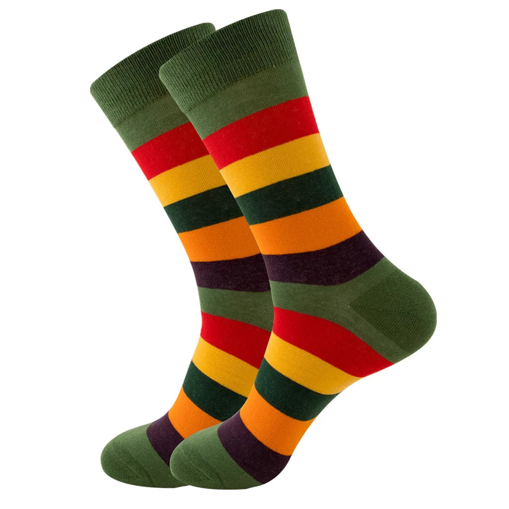 Men's Happy socks Colorful striped women's socks High quality checkered diamond geometry Harajuku combed cotton socks gift socks