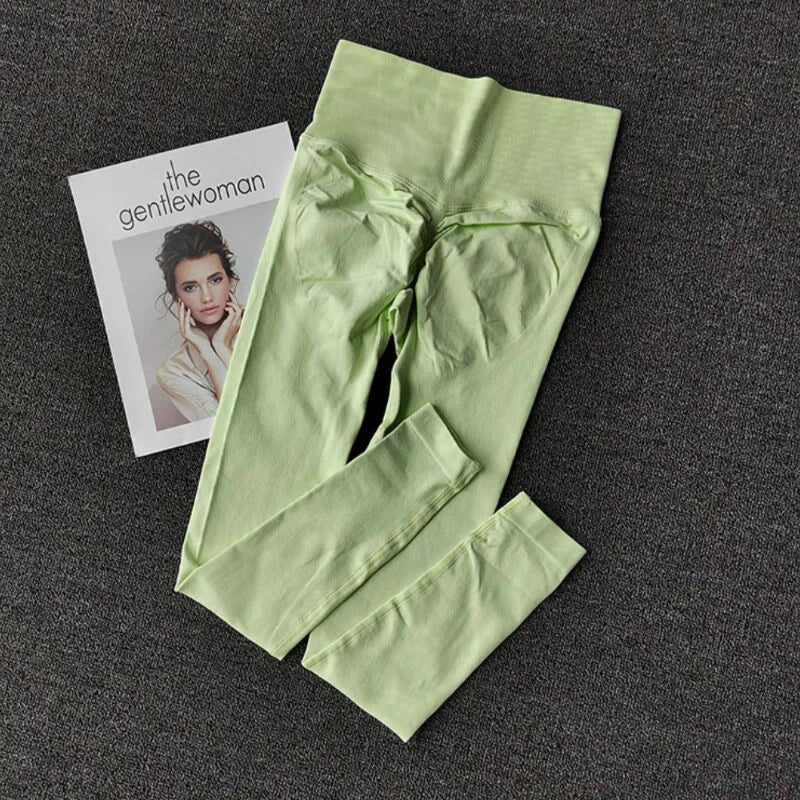 Seamless High Waisted Leggings Sport Through Yoga Hip Lifting Gym Running Quick Dry Pants Scrunch Butt Pants