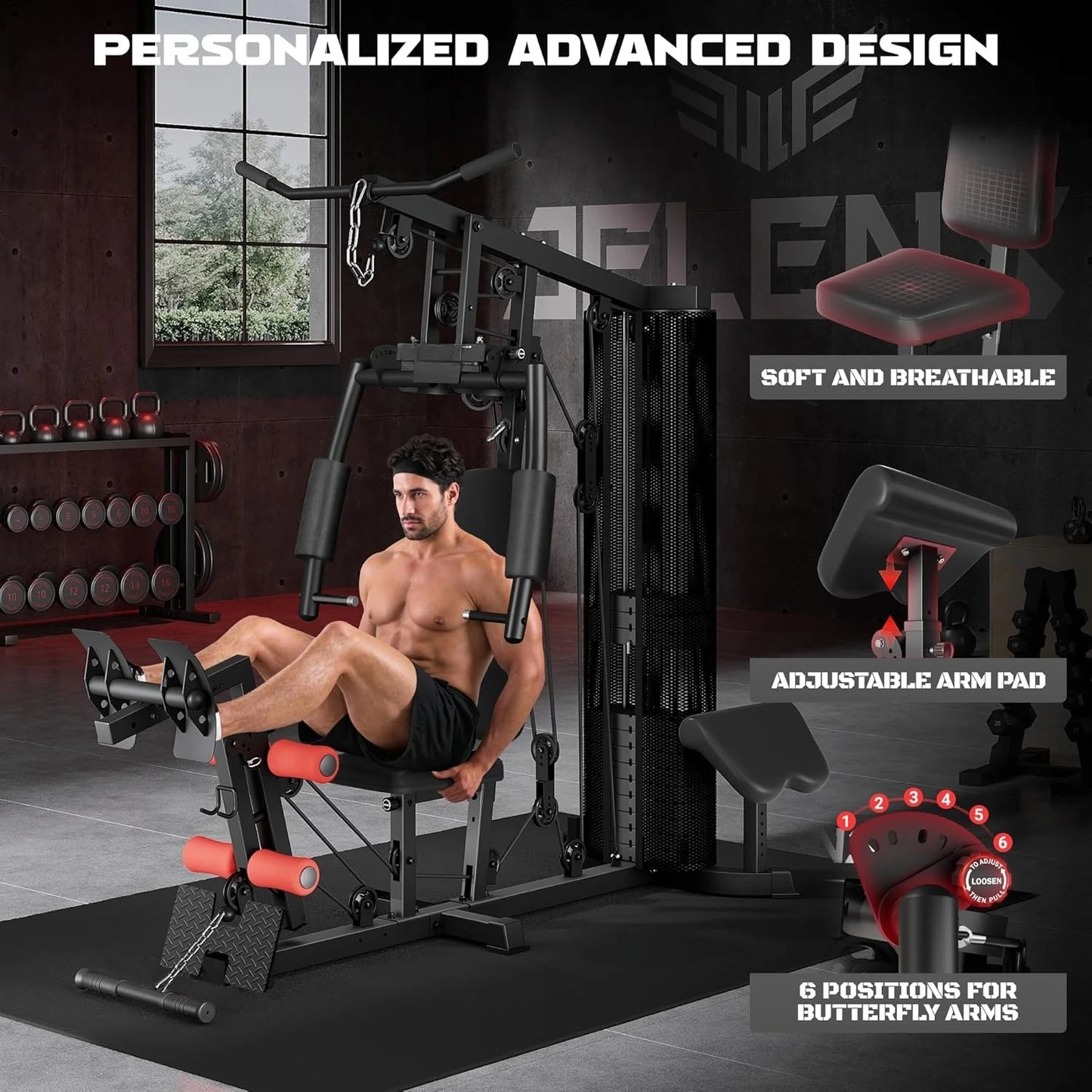 Home Gym, Multifunctional H11 Home Gym Equipment, Workout Station with 150LBS Weight Stack, Exercise Equipment with, Customized