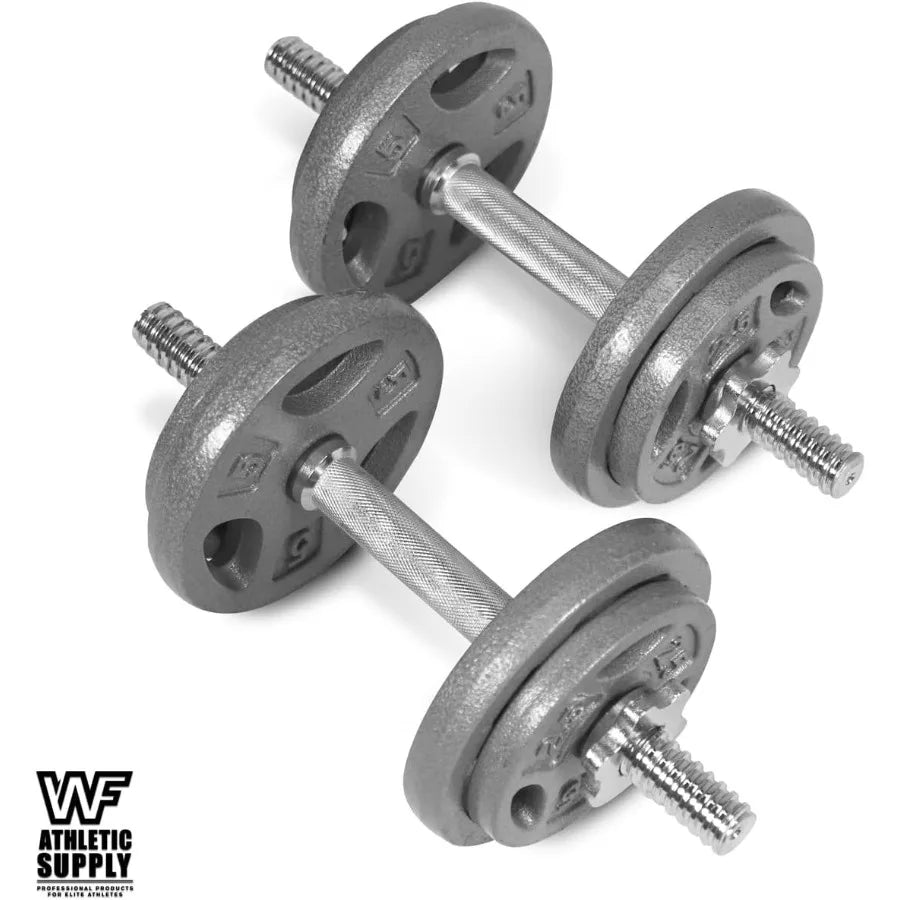 Adjustable Dumbbells Barbell Weight Set with 1Inch Threaded Chrome Knurled EZ Curl or Straight Bar Handle for Home Gym Strength