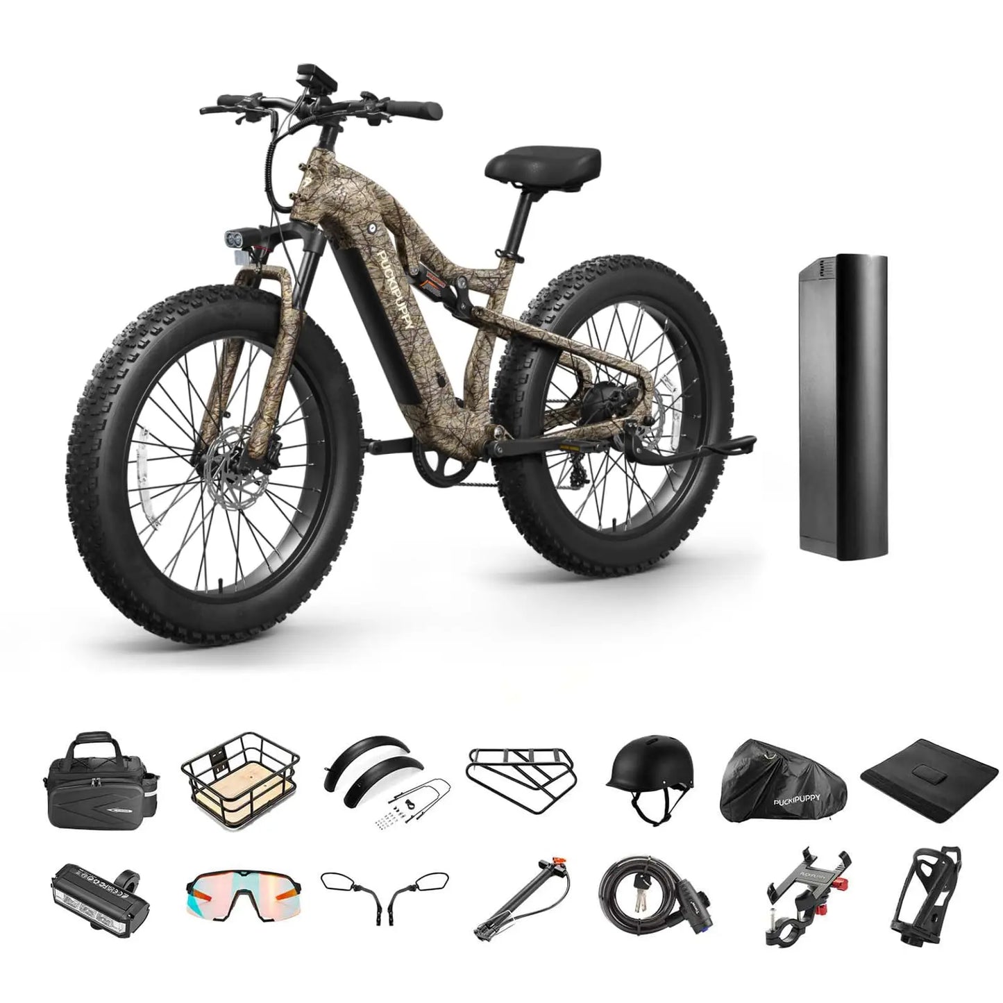 PUCKIPUPPY Labrador pro Electric Bike 1350W Peak 48V 20AH Battery Ebike 26" Fat Tire Electric Mountain Bike 2-Year Warranty