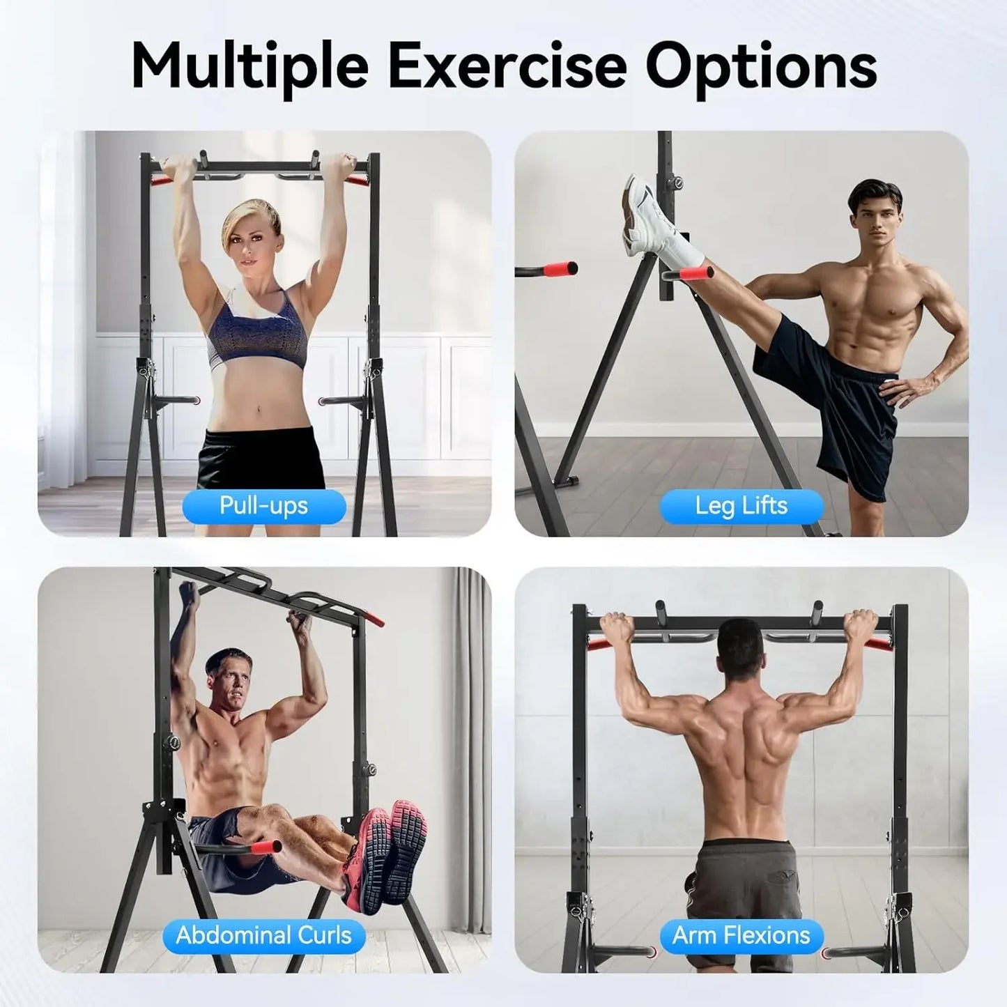 Pull Up Bar Dip Bar Power Tower Workout Dip Station Height Adjustable Free Standing Chin Up Bar Home Gym Equipment 440LBS Weight