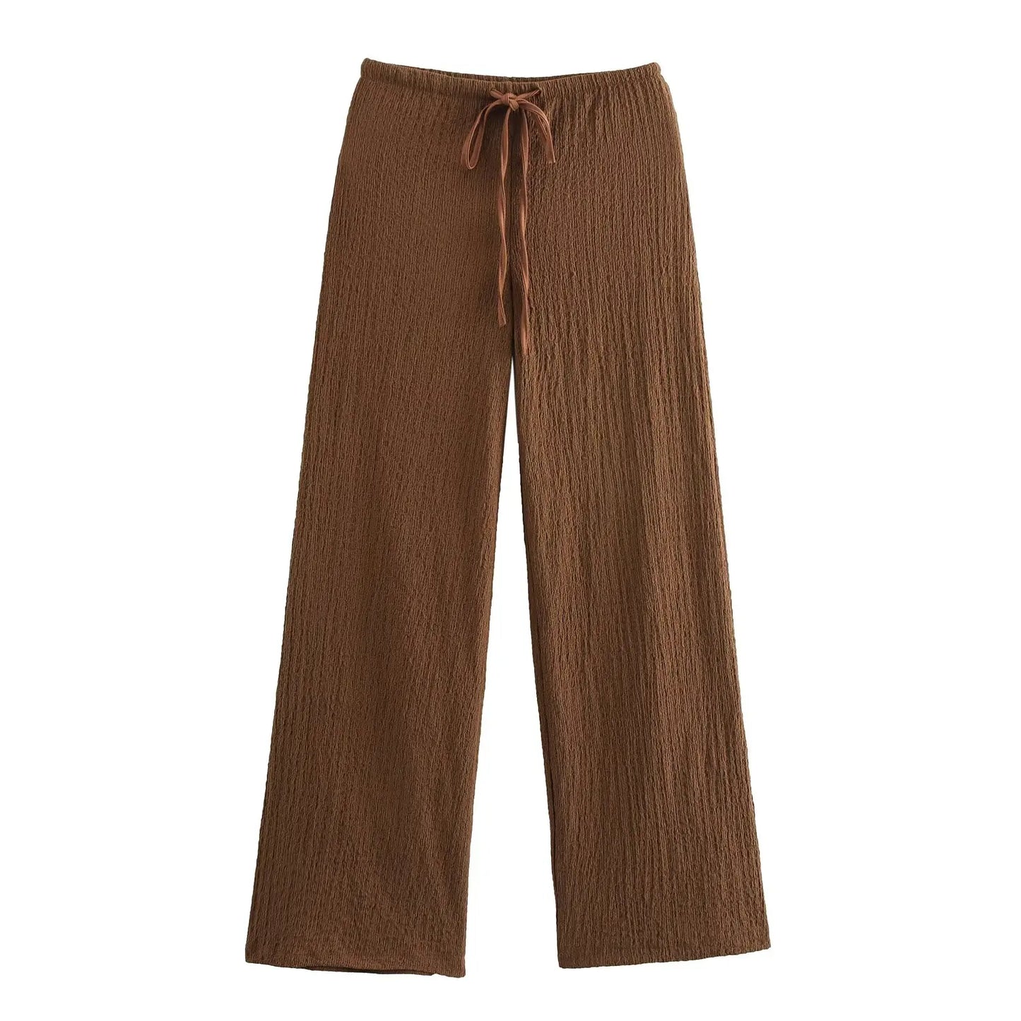 2025 new women's clothing European and American style fashionable and versatile textured straight casual trousers