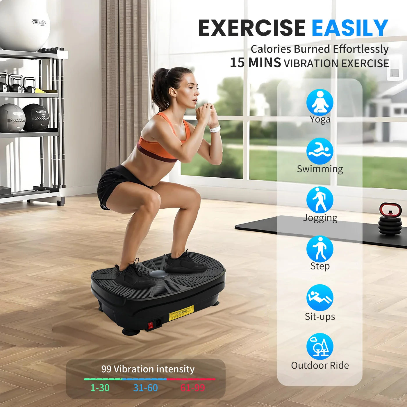 Vibration Plate Exercise Machine Whole Body Workout Power Vibration Shake Platform Fitness Lazy Slimming Resistance Bands