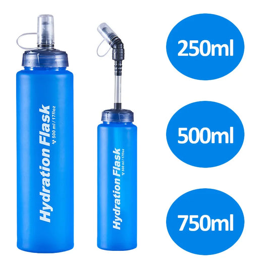 Foldable TPU Soft Flask Water Bottles 250ml 500ml 750ml Running Hydration Pack Waist Bag Vest Outdoors Sport Water Bottle Bag