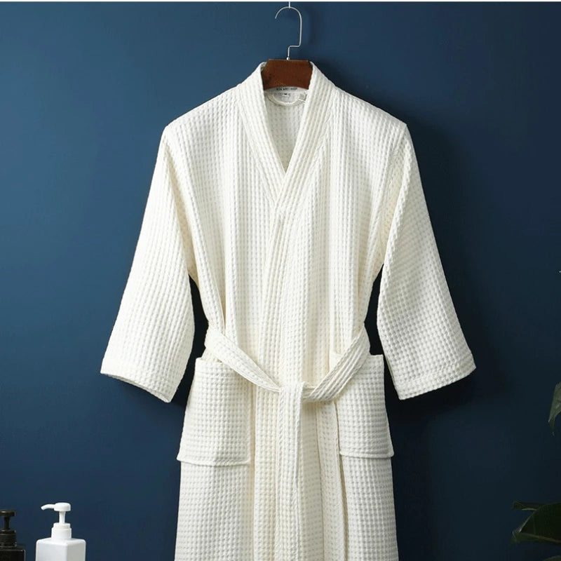 Women Men Bath Robe Waffle Shower Sleepwear Nightgowns Robe Male Female Bathrobe Long Woman Man Pajamas