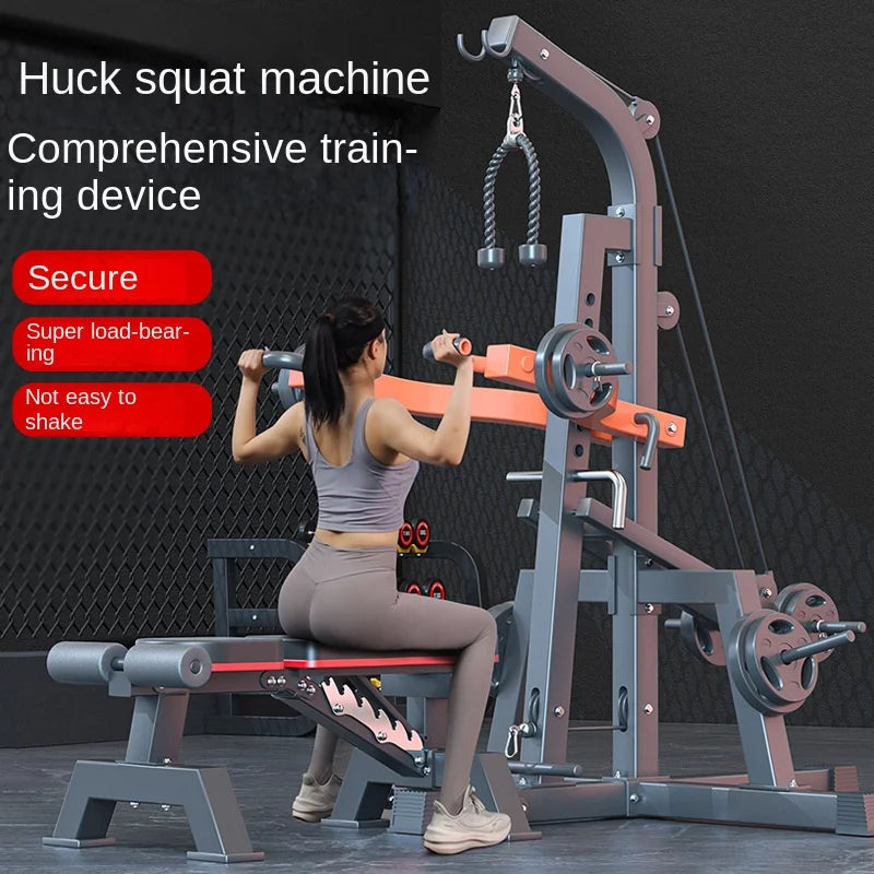Multifunctional Deep Squatting Machine, Household Fitness Equipment, Horizontal Push, High Position Pull-down Hip Bridge Machine