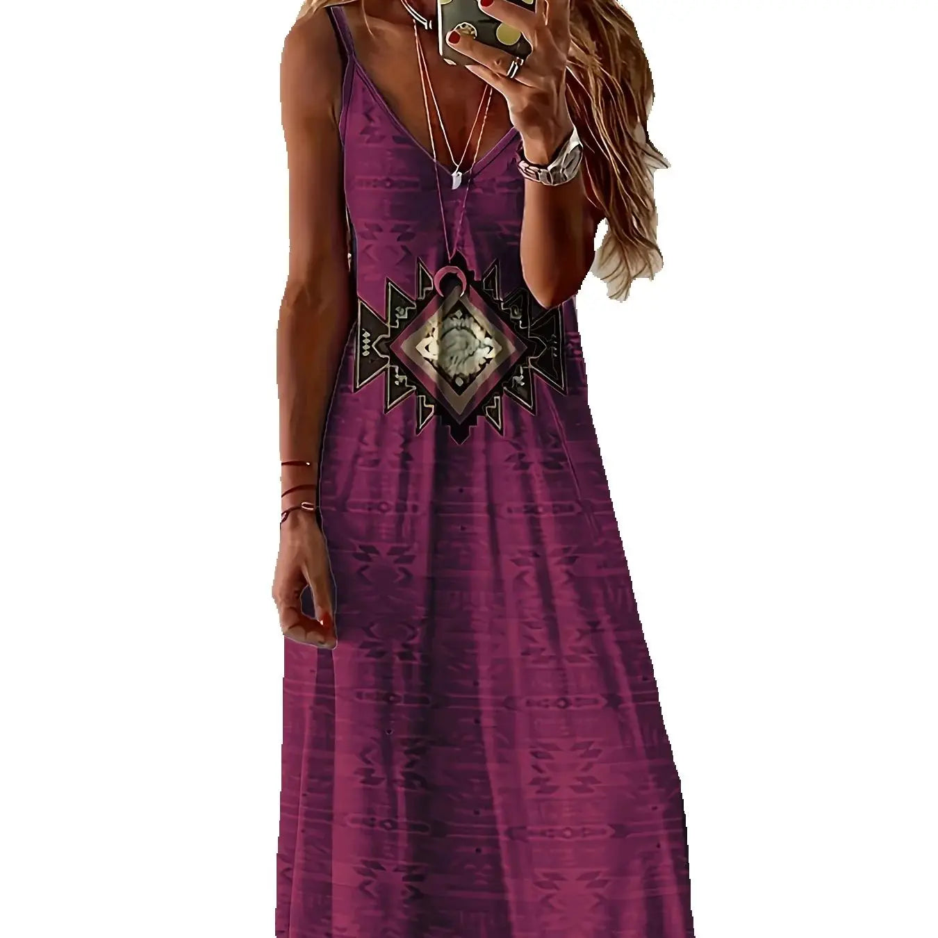 Women's Fashion Dresses Women's Fashion Western Print Dresses Women's Fashion Western V-Neck Dresses