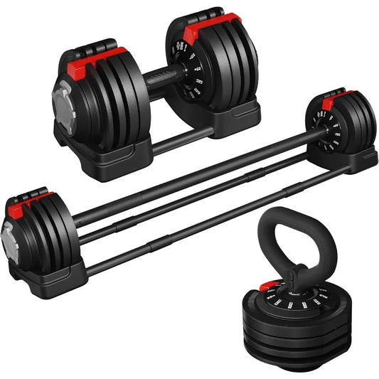 Adjustable Dumbbell Set Free Weight Dumbbells 52.5lbs Fast Adjust Dumbbells Dumbbell Weight Set, with Tray for Men/Women Strengt