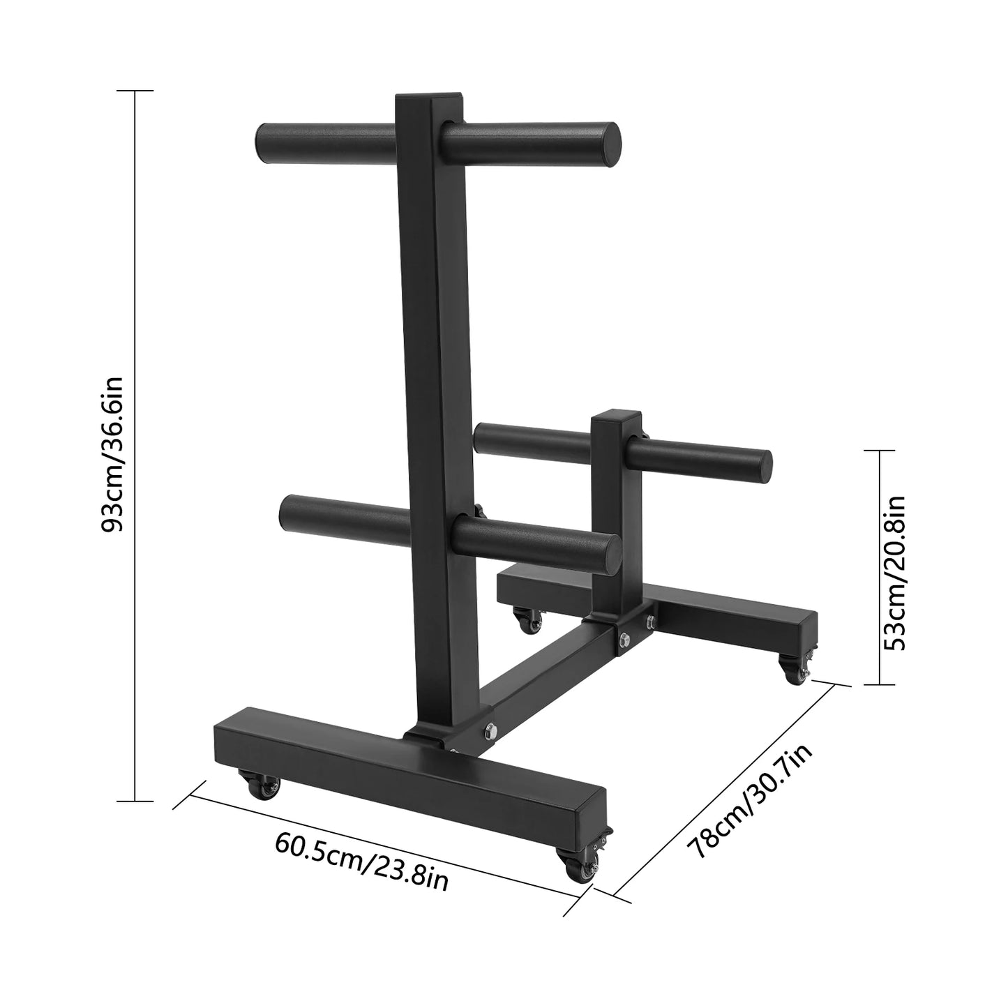 500kg/1102.3lbs  Weight Plate Rack Tree, Weight Plate Storage with Universial Wheels 2mm/0.08in Thickness