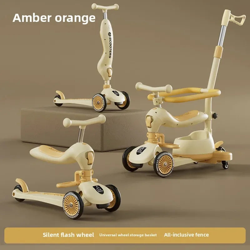 Scooter Voor Kinderen Vouwen 3 Wiel Skateboard Driewieler Baby Draagbare Kinderwagen Hoverboard Speelt Muziek Balans Multimodaal