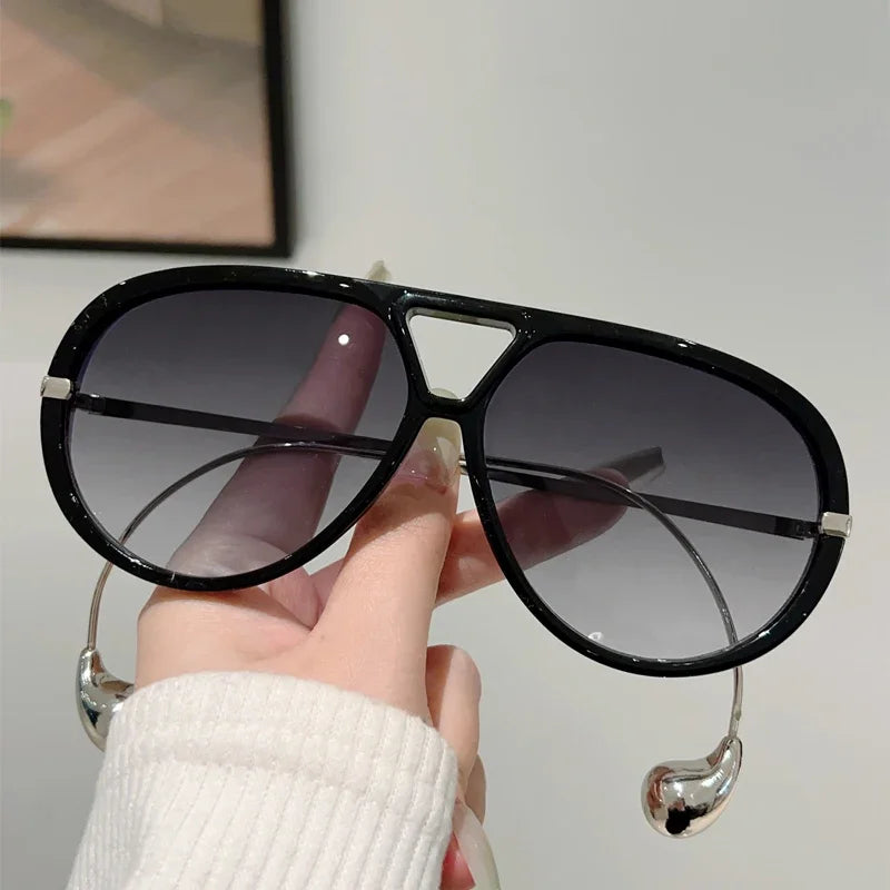 GM LUMIAS Oversized Pilot Sunglasses New in Fashion Double Bridge Gradient Sun Glasses Women Trendy Luxury Brand Design Shades