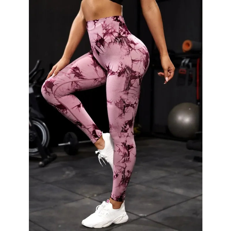 Tie Dye Yoga Leggings Sport Tights Women Seamless High Waist Push Up Butt Woman Leggings Fitness Workout Leggins Gym Clothing