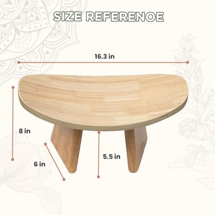 Ergonomic Wooden Meditation Bench for Seiza and Yoga Practice - Natural Portable Kneeling Seat for Travel and Prayer