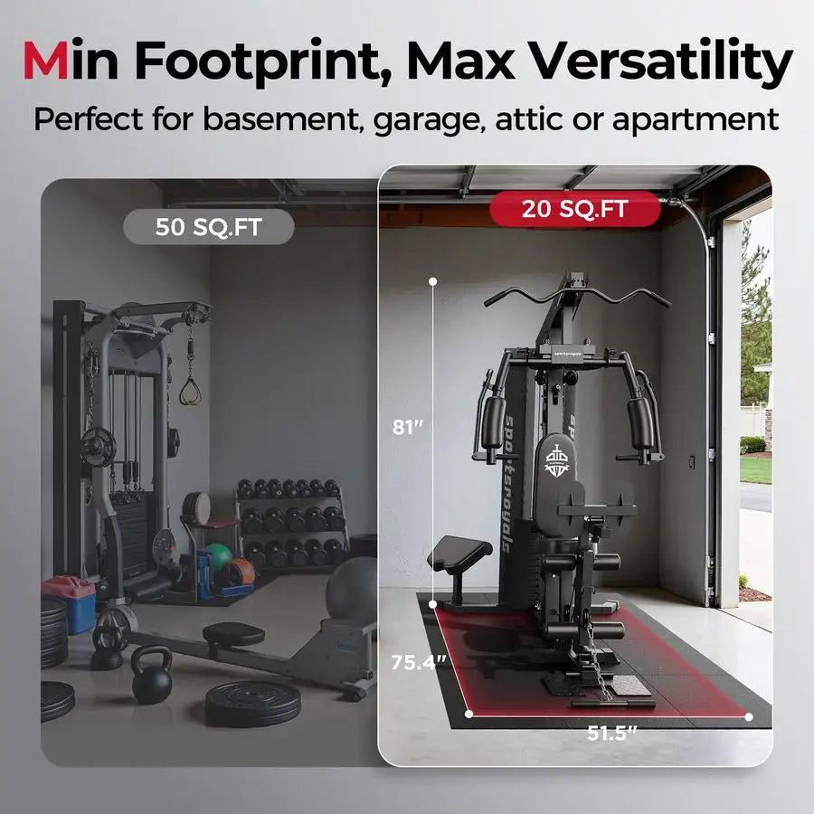Home Gym Equipment, 150LBS Weight Stack, Full Body Workout Machine with Pulley System for Strength Training , Custom