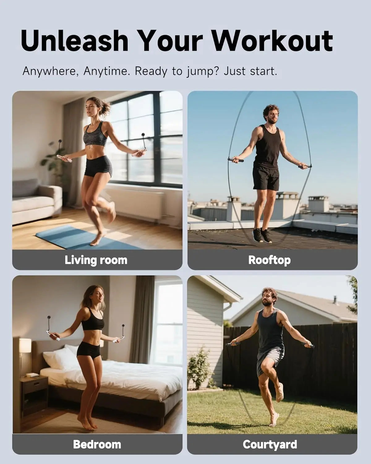 2 in 1 Smart Jump Rope: Cordless & Corded, APP Control, Adjustable for Home & Outdoor Cardio