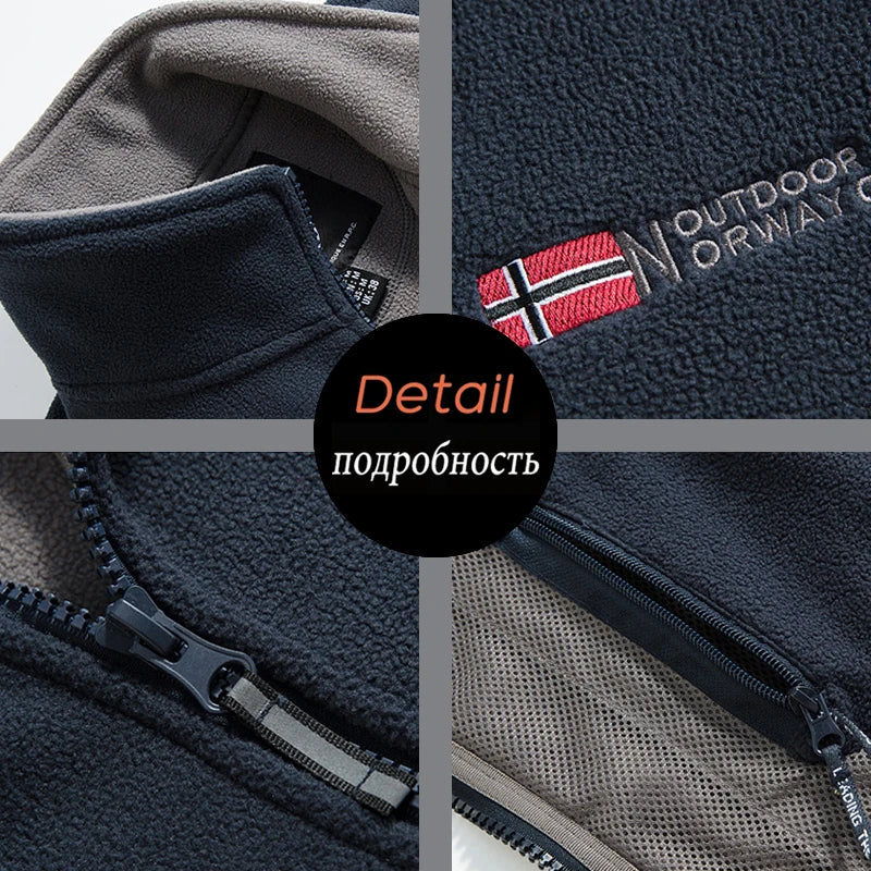 2025 Men's Fleece Coat Autumn and Winter Thickened Warm Windproof Cold-proof Loose Plus Size Outdoor Sports Collar Fleece Jacket