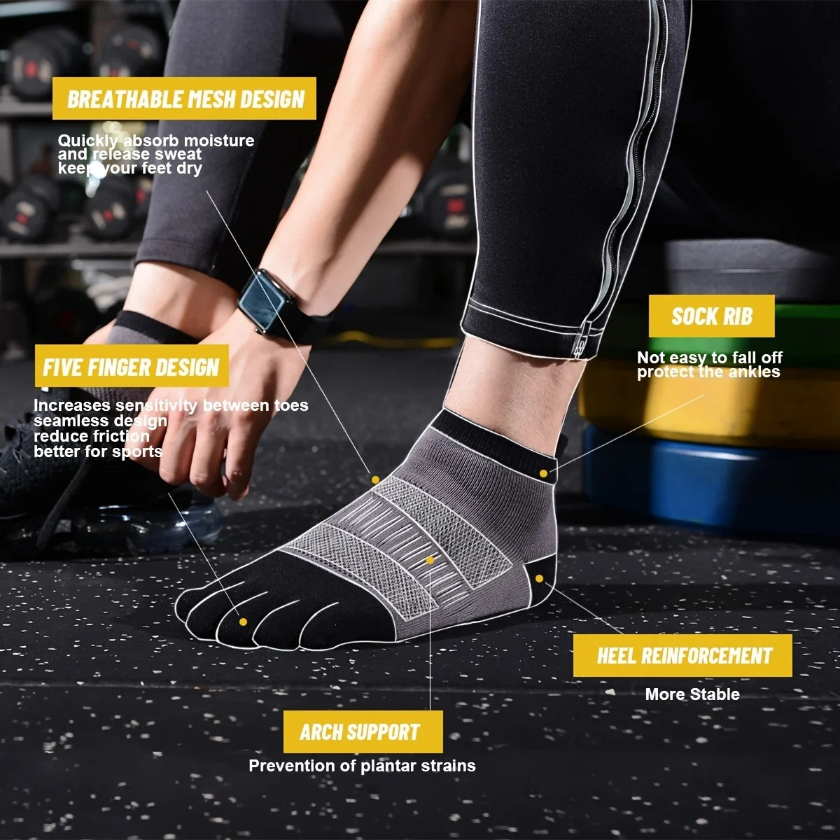 Sport Short Five Finger Socks s Breathable Comfortable Shaping Anti Friction Men's Socks With Toes Outdoor Basketball Travel