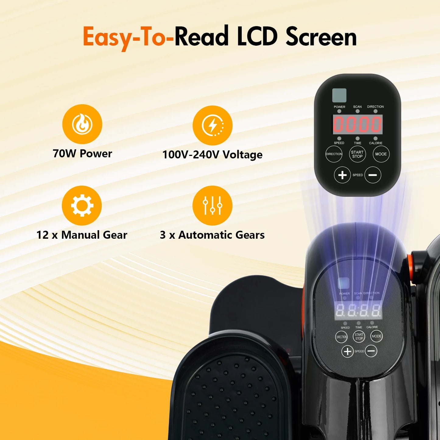 Under-Desk Elliptical Machine Leg Exerciser for Seniors Portable Fully Assembled Quiet Electric Seated Pedal Exerciser 12-Speed