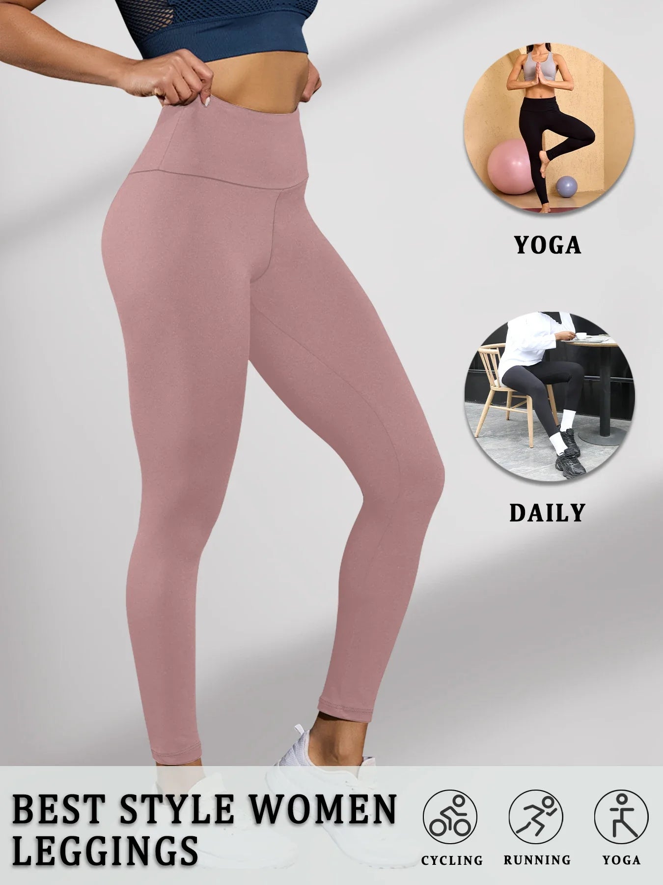 Women's Super Soft Leggings High Waisted Tummy Control No See Through Workout Yoga Running Athletic Push Up Gym Fitness Leggings
