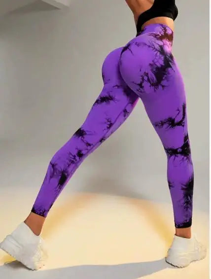 Tie Dye Yoga Leggings Sport Tights Women Seamless High Waist Push Up Butt Woman Leggings Fitness Workout Leggins Gym Clothing
