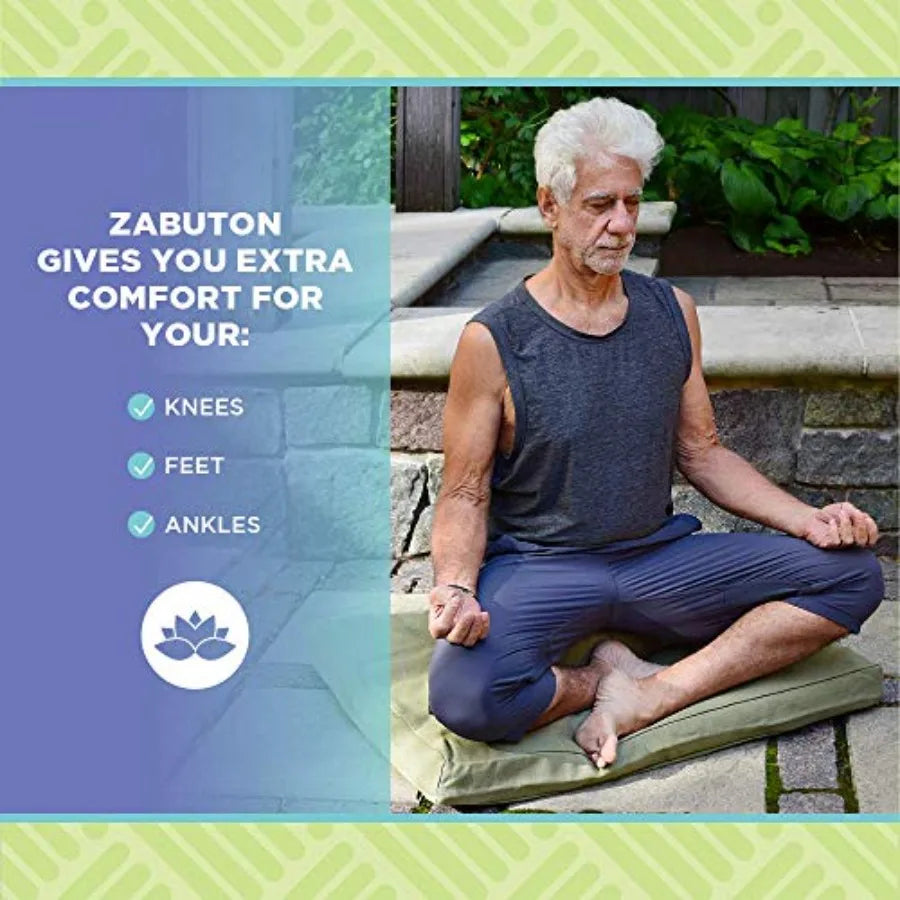 Zabuton Meditation Cushion for Workout - Supportive Yoga Floor Seat Cushion for Comfort and Posture Support - Washable Cotton F