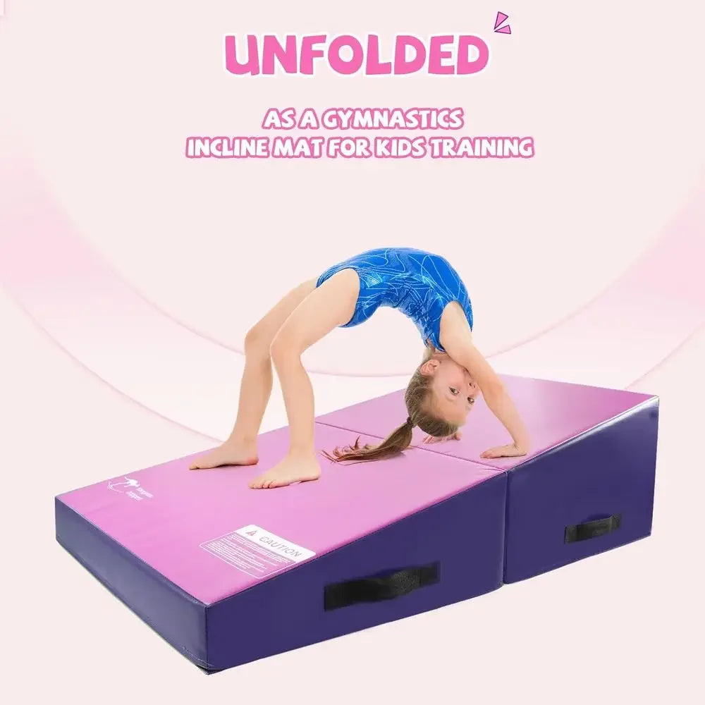 56x28x15 Folding Gymnastics Mat for Kids Tumbling and Skill Training
