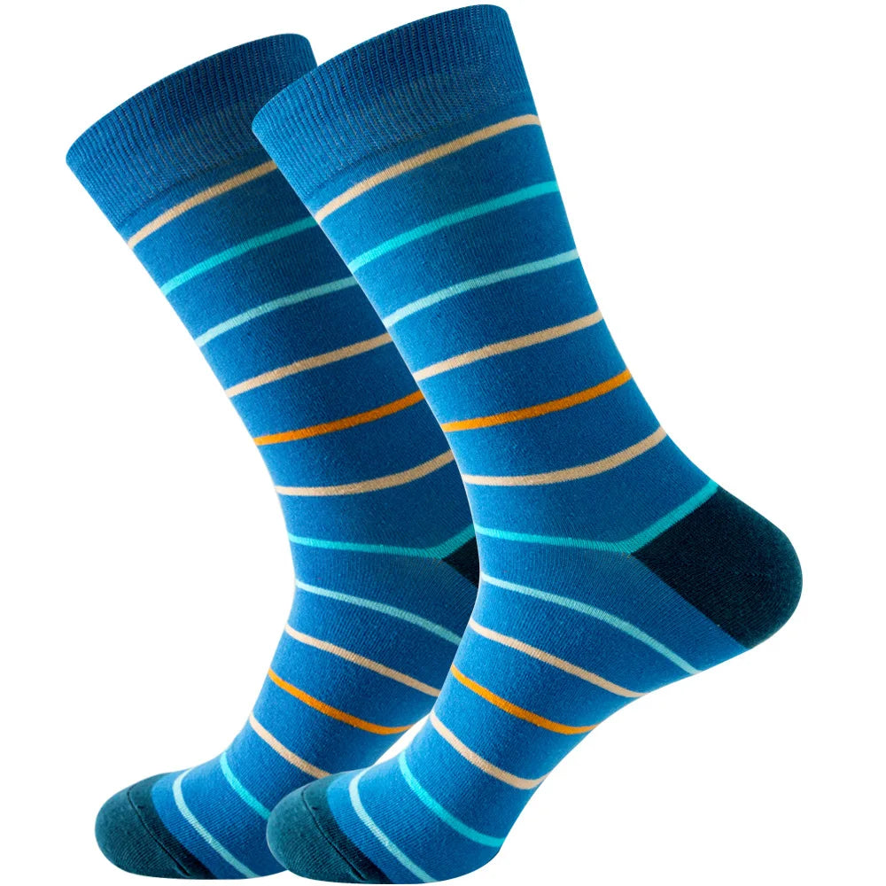 Men's Happy socks Colorful striped women's socks High quality checkered diamond geometry Harajuku combed cotton socks gift socks