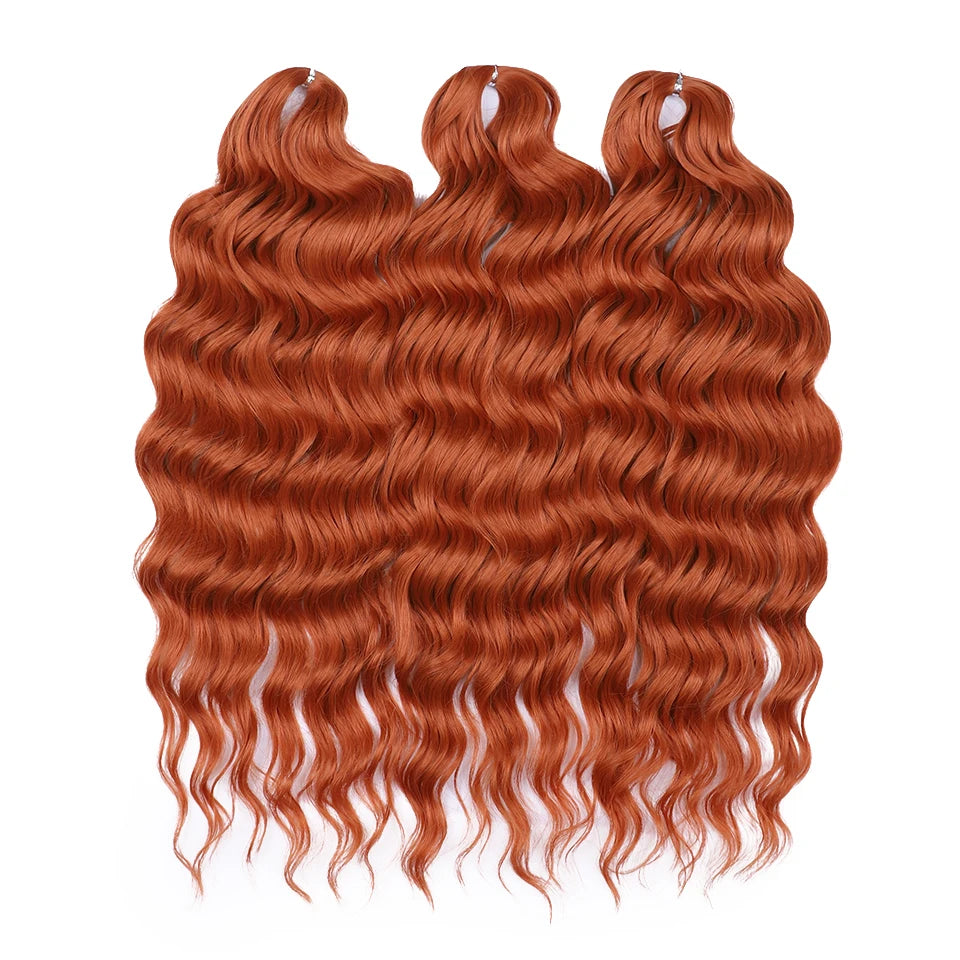 FASHION IDOL 24" 3pcs Deep Wave Curl Hair Synthetic Water Wave Braiding Hair Extensions Ombre Rainbow color Twist Crochet Hair
