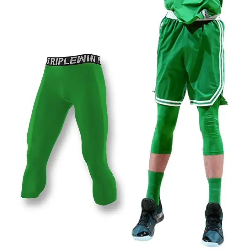 Men GYM Capri Running Tights Pants Kid Children Basketball Football Soccer Fitness Exercise Sport 3/4 Cropped Legging Shorts J12