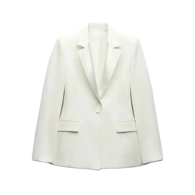 women's clothing 2024 autumn and winter new two-color satin texture dress-style lapel stitching suit jacket